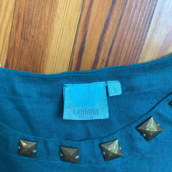 Linen Blouse Shirt NWT Teal Small - Picture 4 of 4